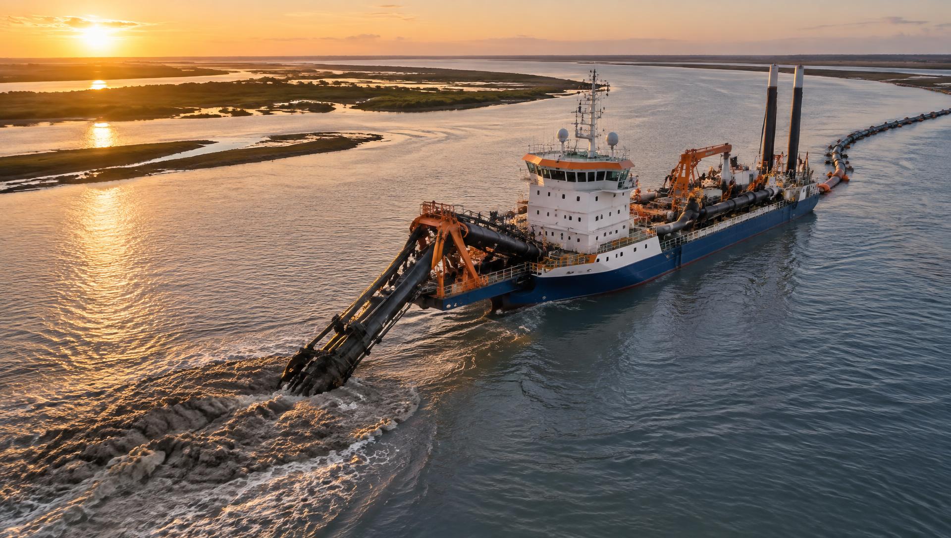 Illustrative image: dredger working a river channel
